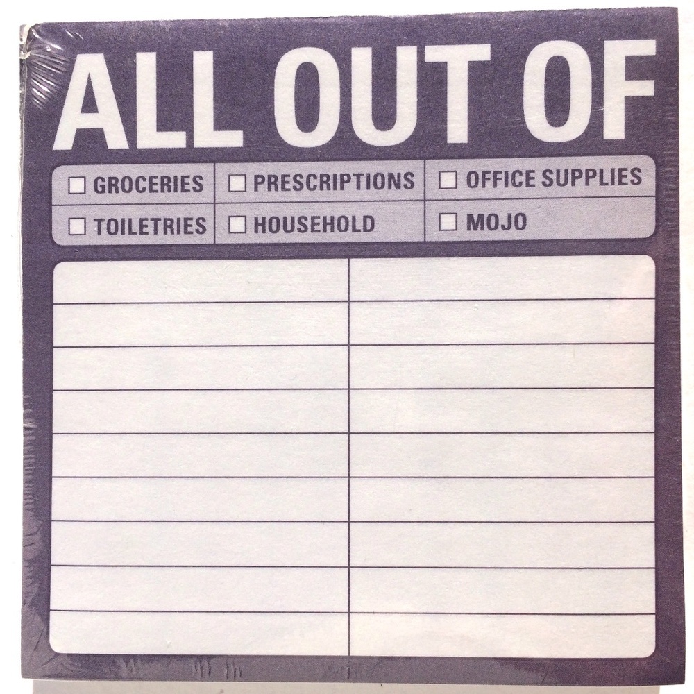 Knock Knock “All Out Of" Sticky Notes 100 Sheets purple square